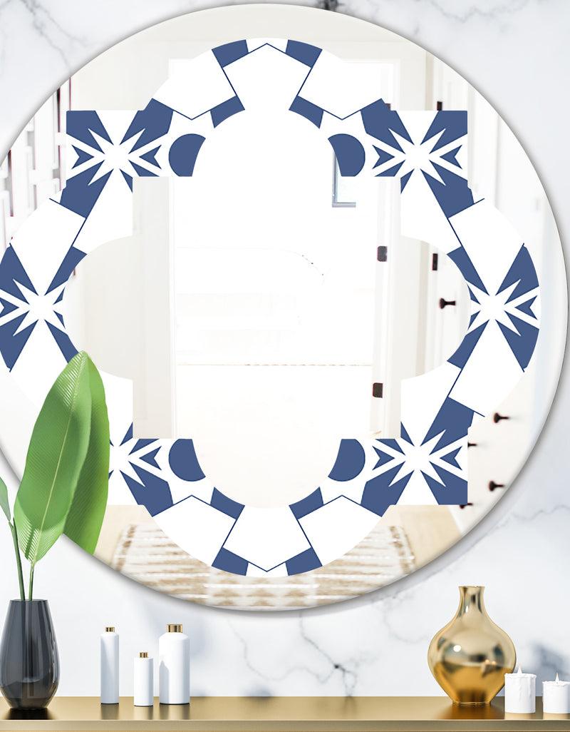 DesignQ Abstract Retro Geometrical Design I - Modern Round or Oval Wall Mirror - Quatrefoil