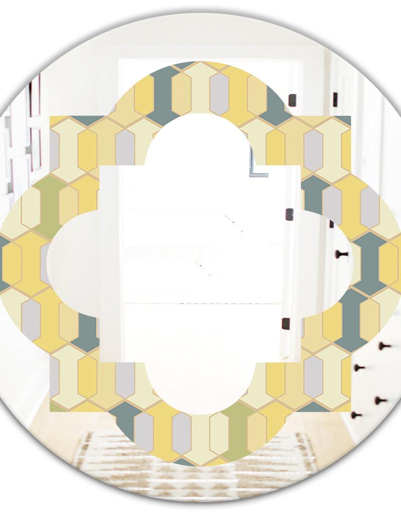DesignQ Abstract Retro Geometrical Design II - Modern Round Or Oval Wall Mirror - Quatrefoil
