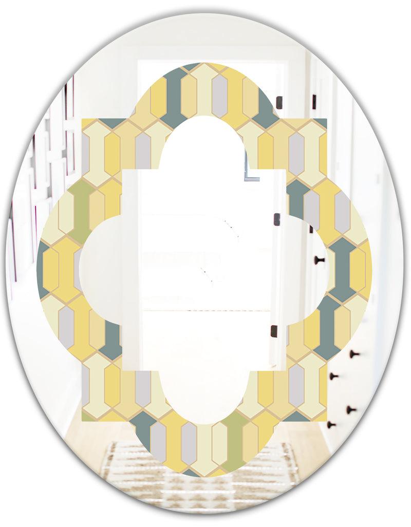 DesignQ Abstract Retro Geometrical Design II - Modern Round Or Oval Wall Mirror - Quatrefoil