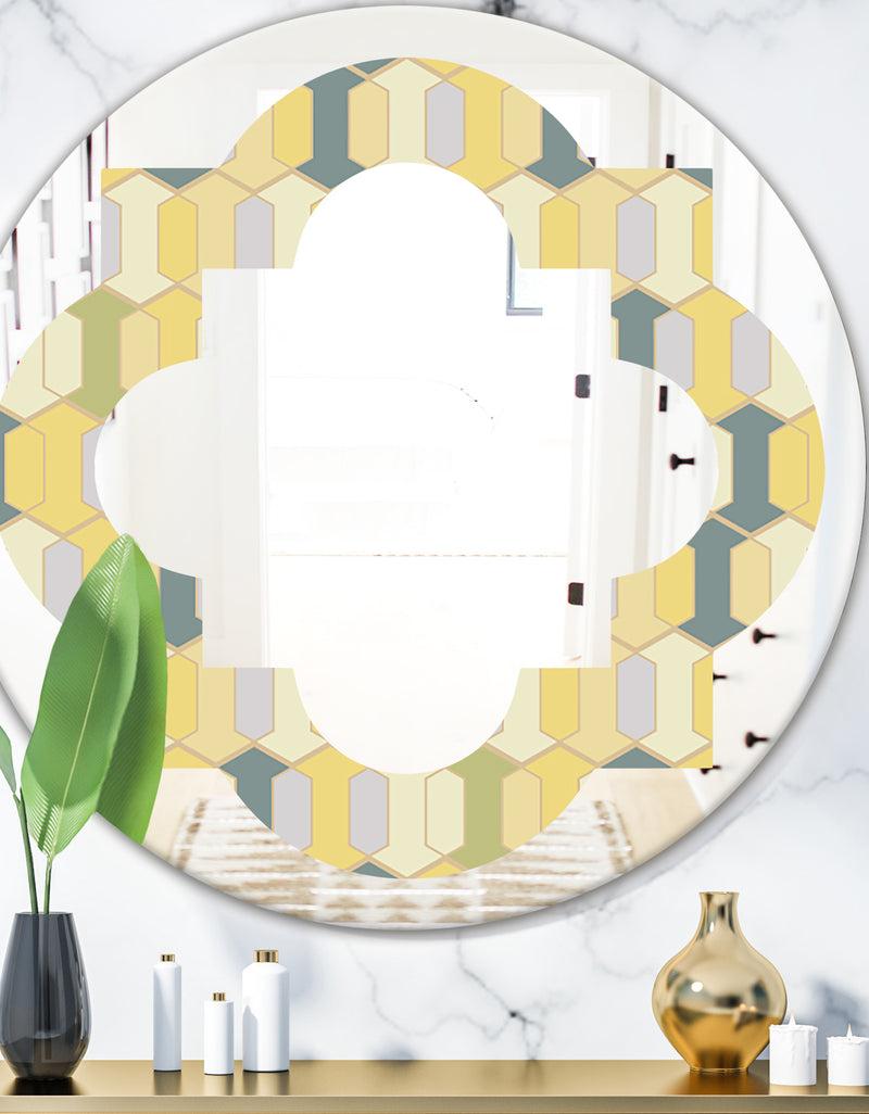 DesignQ Abstract Retro Geometrical Design II - Modern Round or Oval Wall Mirror - Quatrefoil
