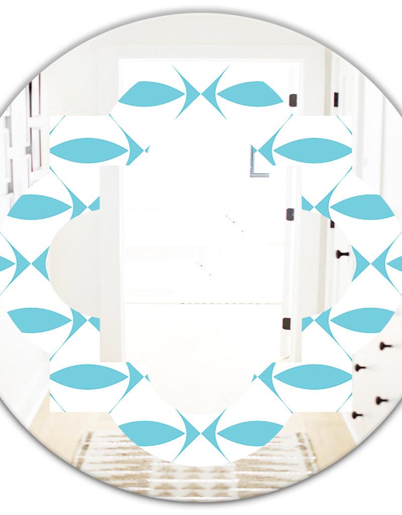 DesignQ Abstract Retro Geometrical Design III - Modern Round Or Oval Wall Mirror - Quatrefoil