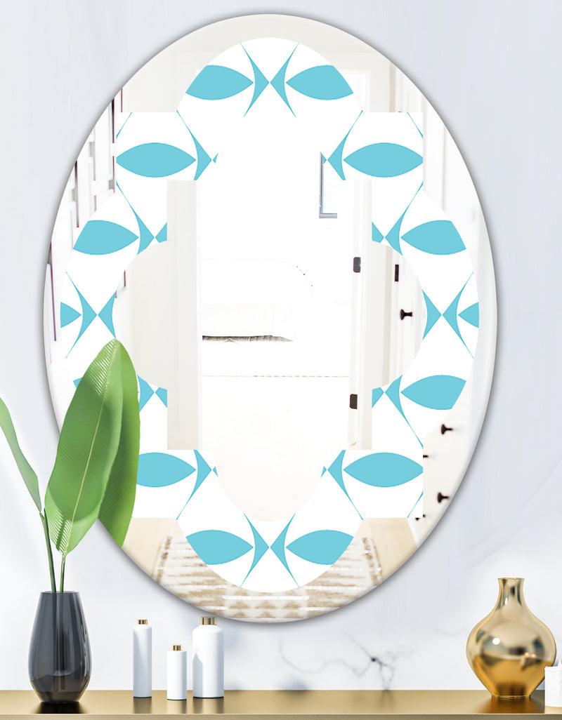 DesignQ Abstract Retro Geometrical Design III - Modern Round Or Oval Wall Mirror - Quatrefoil