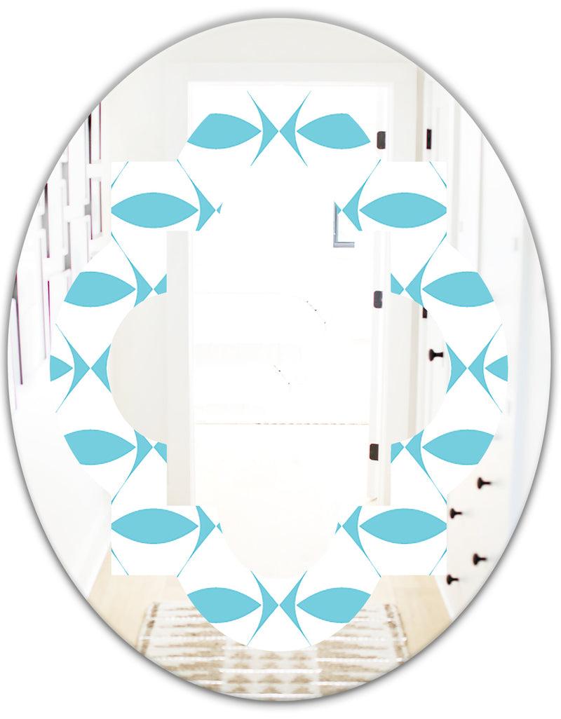 DesignQ Abstract Retro Geometrical Design III - Modern Round Or Oval Wall Mirror - Quatrefoil