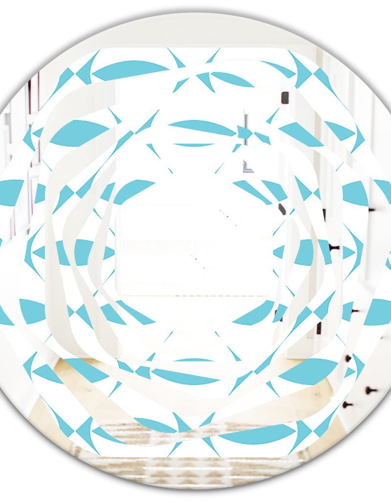 DesignQ Abstract Retro Geometrical Design III - Modern Round Or Oval Wall Mirror - Whirl