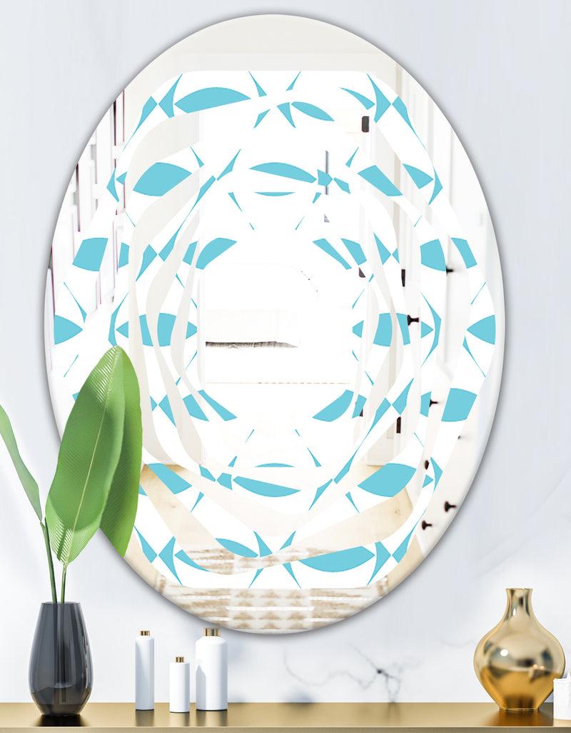 DesignQ Abstract Retro Geometrical Design III - Modern Round Or Oval Wall Mirror - Whirl