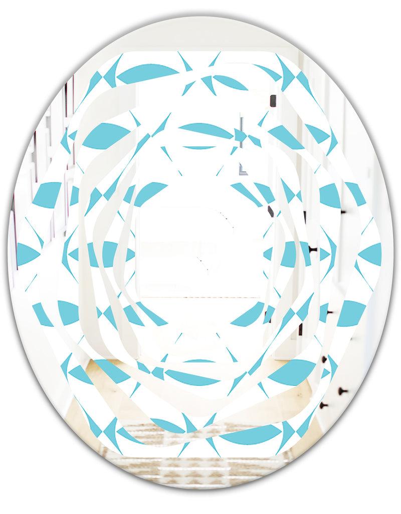 DesignQ Abstract Retro Geometrical Design III - Modern Round Or Oval Wall Mirror - Whirl