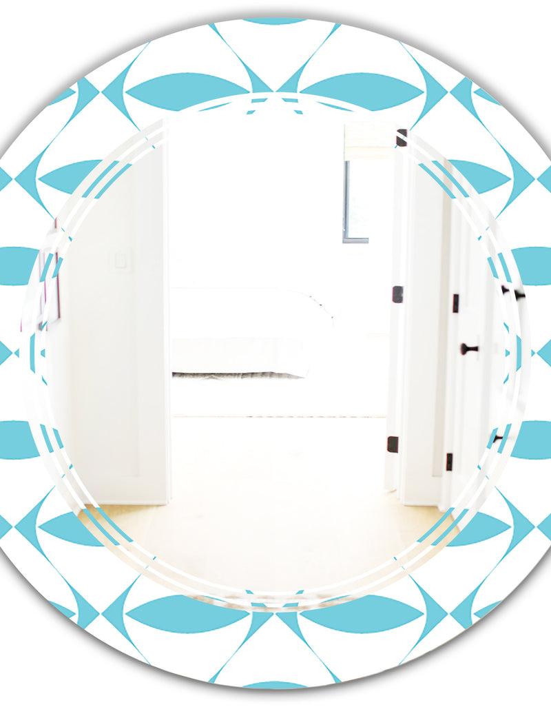 DesignQ Abstract Retro Geometrical Design III - Modern Round Or Oval Wall Mirror - Triple C