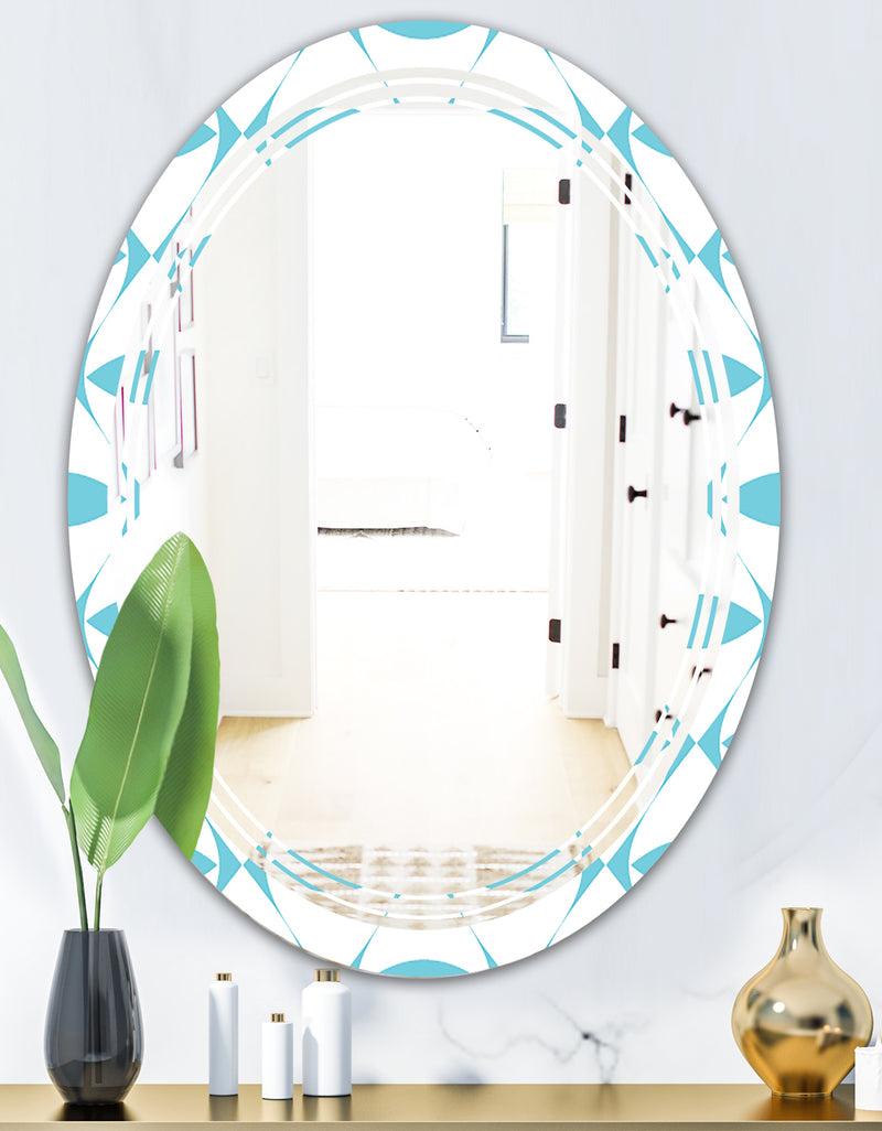 DesignQ Abstract Retro Geometrical Design III - Modern Round Or Oval Wall Mirror - Triple C