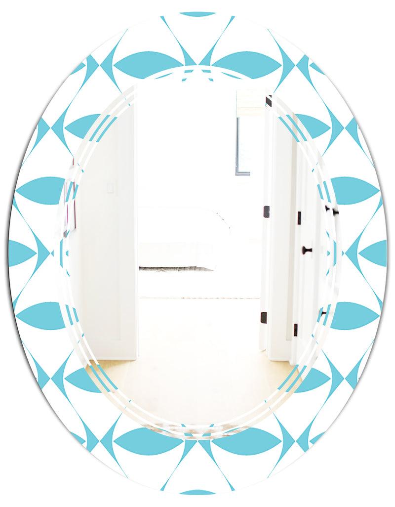 DesignQ Abstract Retro Geometrical Design III - Modern Round Or Oval Wall Mirror - Triple C