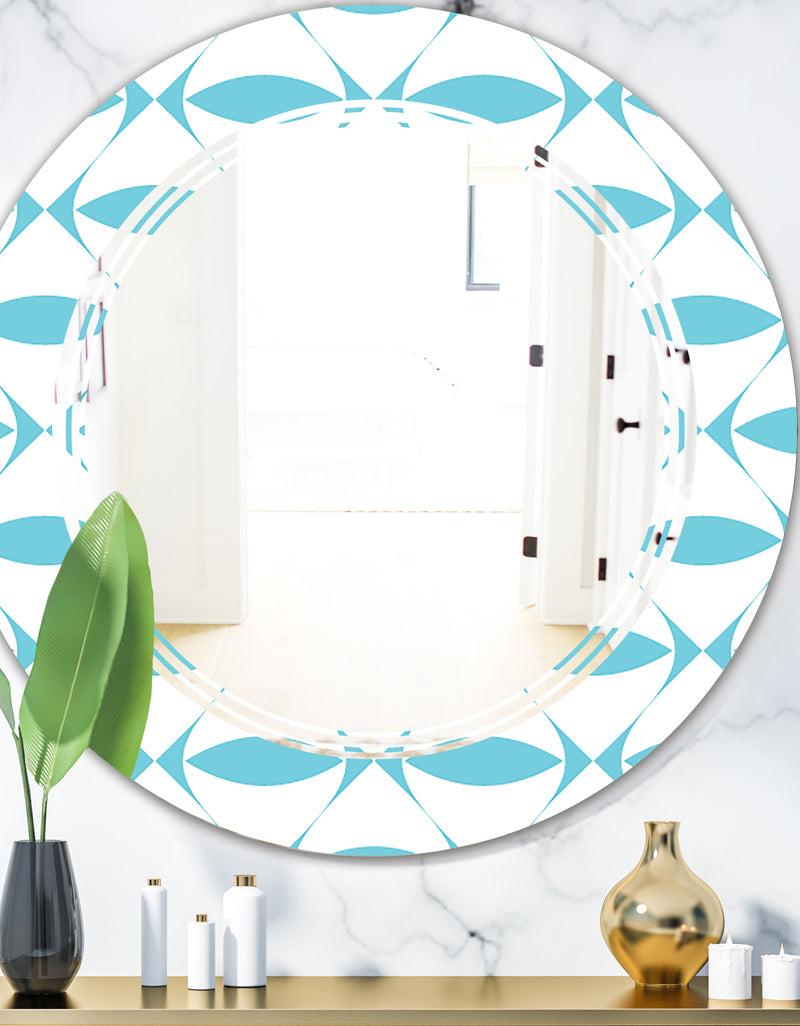 DesignQ Abstract Retro Geometrical Design III - Modern Round or Oval Wall Mirror - Triple C