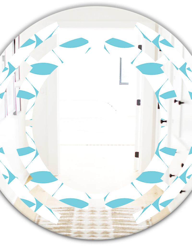 DesignQ Abstract Retro Geometrical Design III - Modern Round Or Oval Wall Mirror - Space