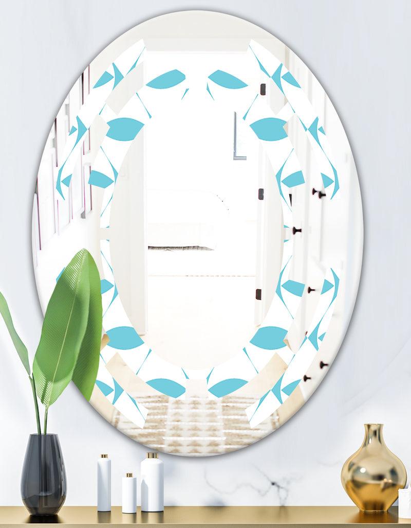DesignQ Abstract Retro Geometrical Design III - Modern Round Or Oval Wall Mirror - Space