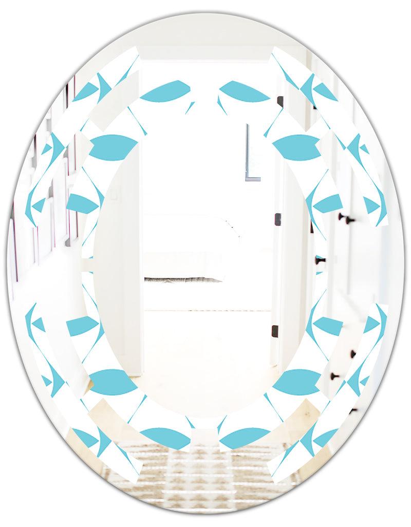 DesignQ Abstract Retro Geometrical Design III - Modern Round Or Oval Wall Mirror - Space