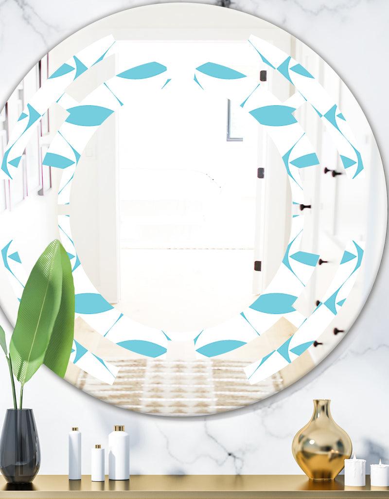 DesignQ Abstract Retro Geometrical Design III - Modern Round or Oval Wall Mirror - Space