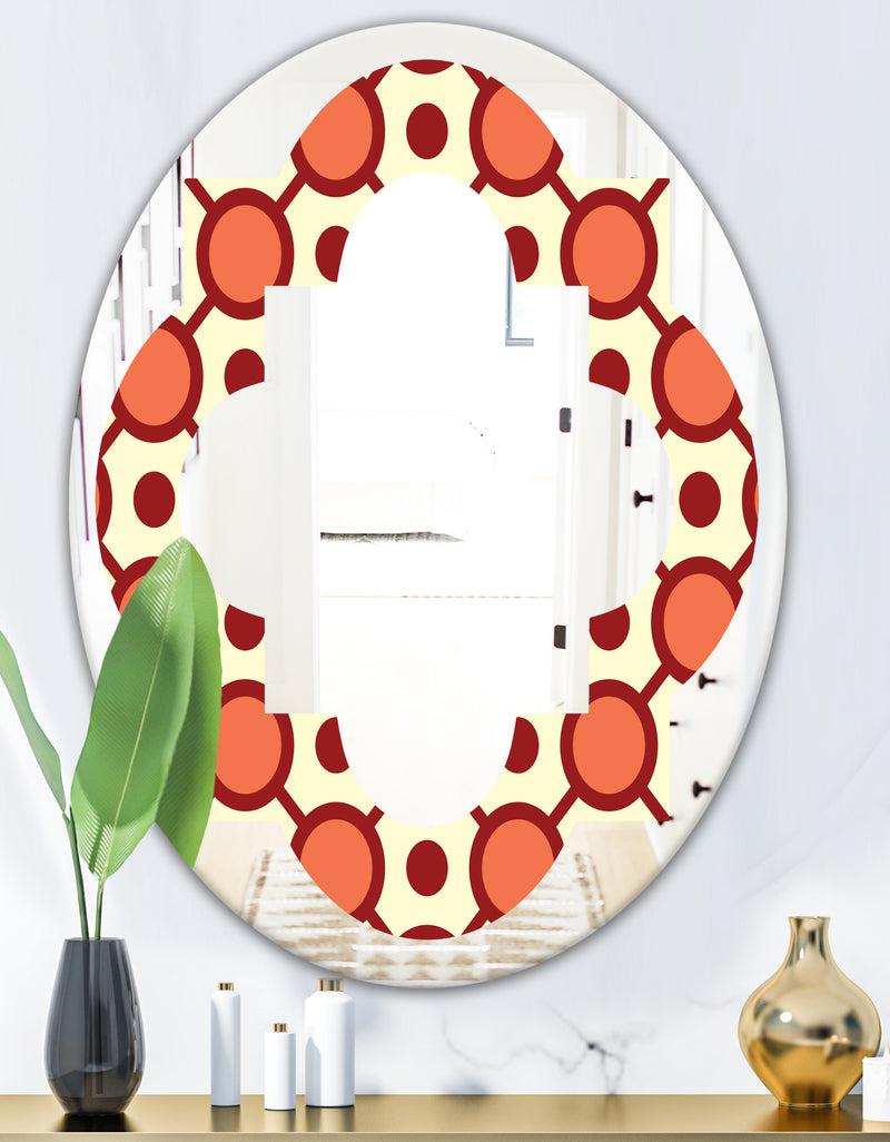 DesignQ Abstract Retro Geometrical Design IX - Modern Round Or Oval Wall Mirror - Quatrefoil
