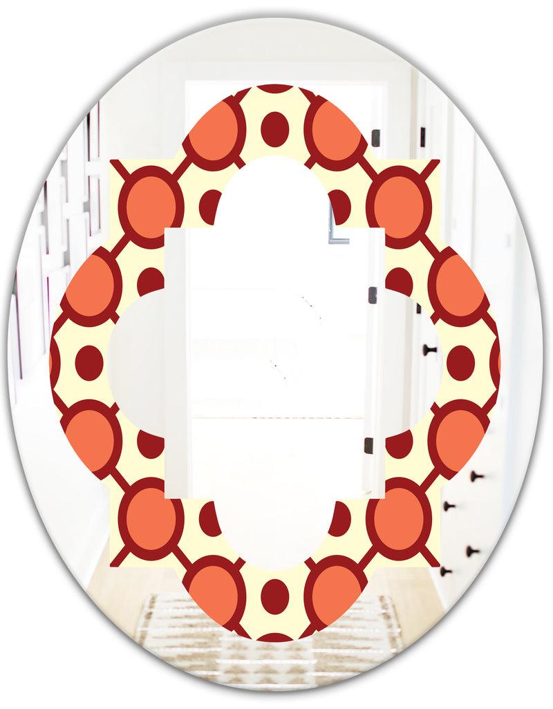 DesignQ Abstract Retro Geometrical Design IX - Modern Round Or Oval Wall Mirror - Quatrefoil