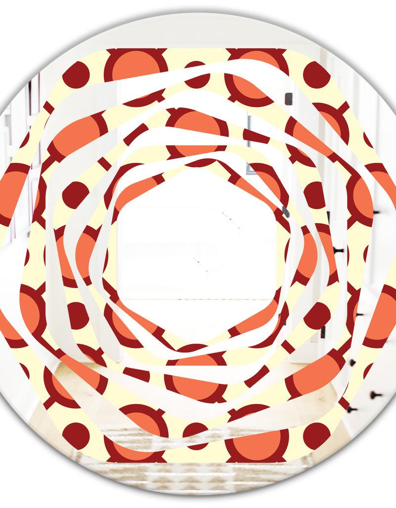 DesignQ Abstract Retro Geometrical Design IX - Modern Round Or Oval Wall Mirror - Whirl