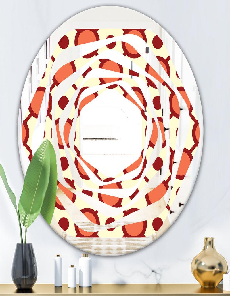 DesignQ Abstract Retro Geometrical Design IX - Modern Round Or Oval Wall Mirror - Whirl