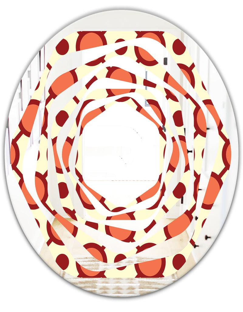 DesignQ Abstract Retro Geometrical Design IX - Modern Round Or Oval Wall Mirror - Whirl