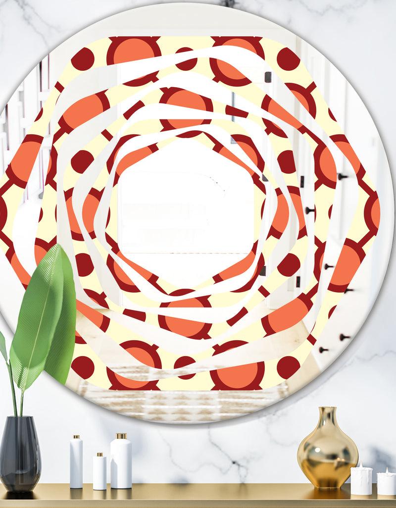 DesignQ Abstract Retro Geometrical Design IX - Modern Round or Oval Wall Mirror - Whirl