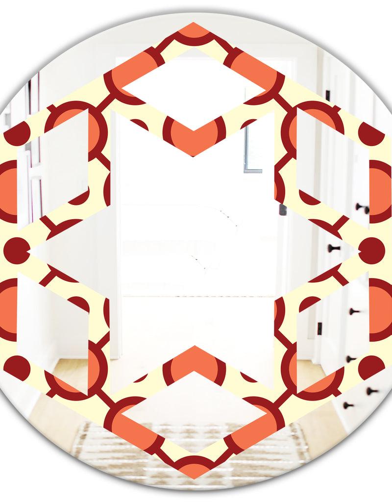 DesignQ Abstract Retro Geometrical Design IX - Modern Round Or Oval Wall Mirror - Hexagon Star