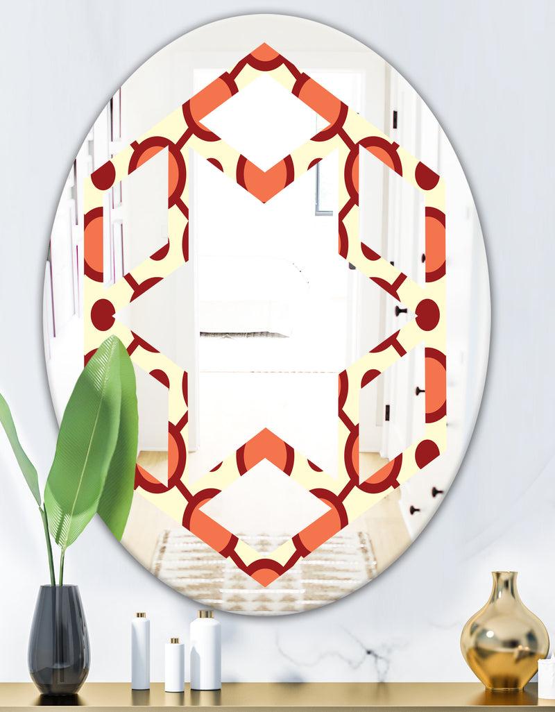 DesignQ Abstract Retro Geometrical Design IX - Modern Round Or Oval Wall Mirror - Hexagon Star