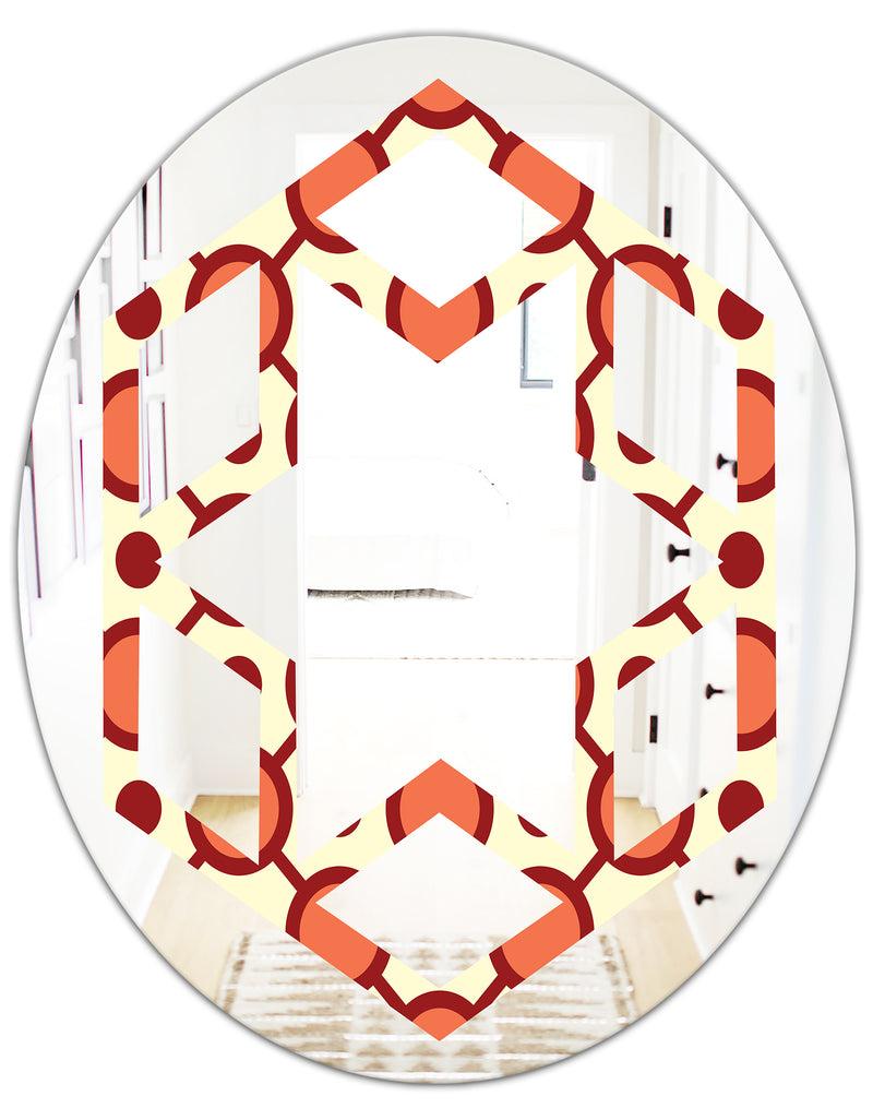 DesignQ Abstract Retro Geometrical Design IX - Modern Round Or Oval Wall Mirror - Hexagon Star