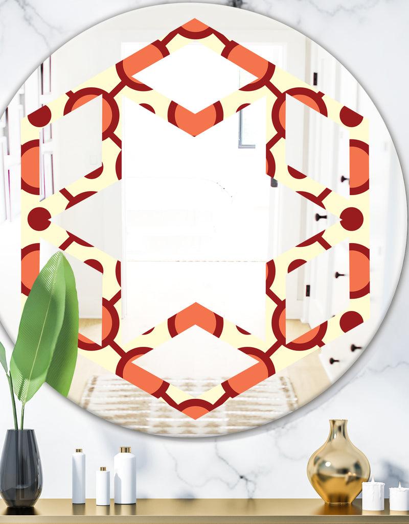 DesignQ Abstract Retro Geometrical Design IX - Modern Round or Oval Wall Mirror - Hexagon Star