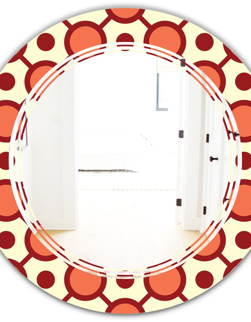 DesignQ Abstract Retro Geometrical Design IX - Modern Round Or Oval Wall Mirror - Triple C
