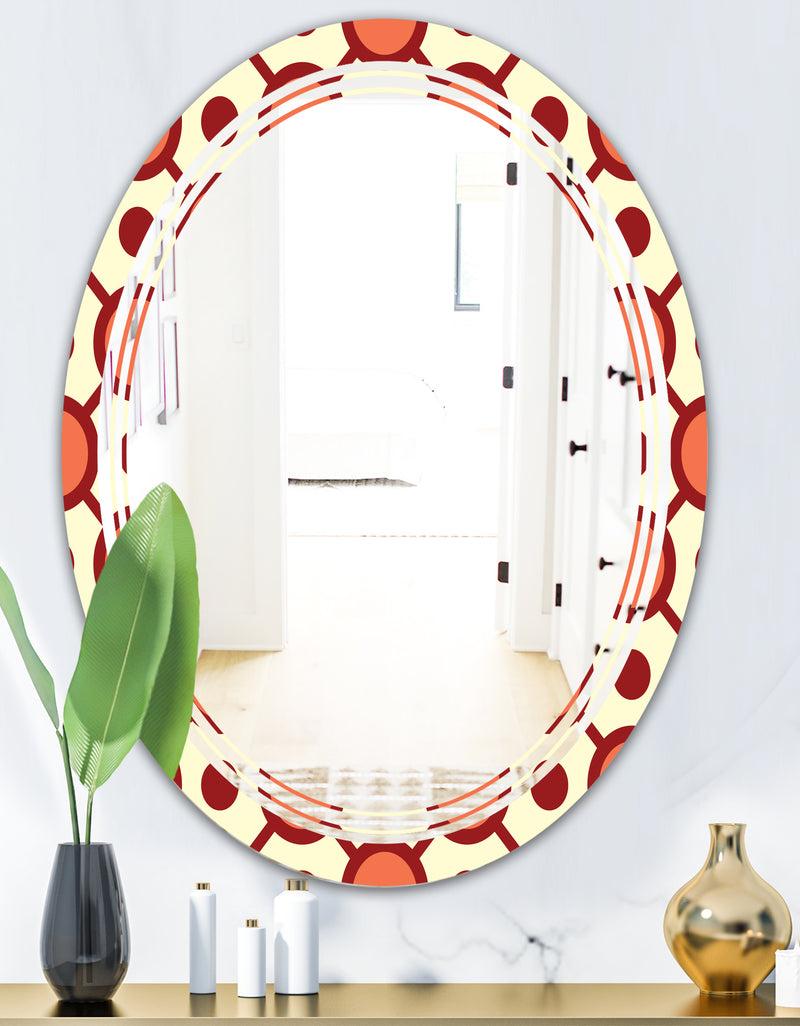 DesignQ Abstract Retro Geometrical Design IX - Modern Round Or Oval Wall Mirror - Triple C