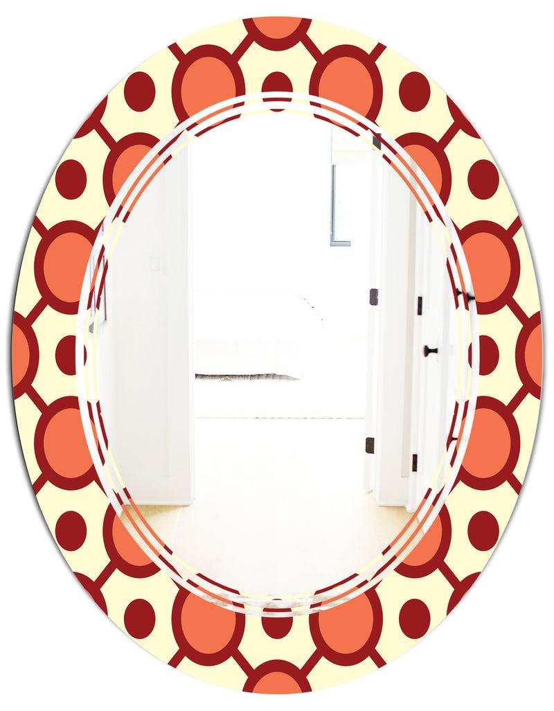 DesignQ Abstract Retro Geometrical Design IX - Modern Round Or Oval Wall Mirror - Triple C