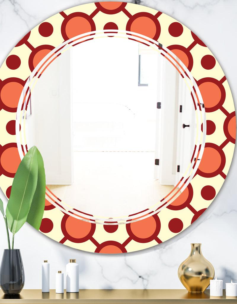DesignQ Abstract Retro Geometrical Design IX - Modern Round or Oval Wall Mirror - Triple C