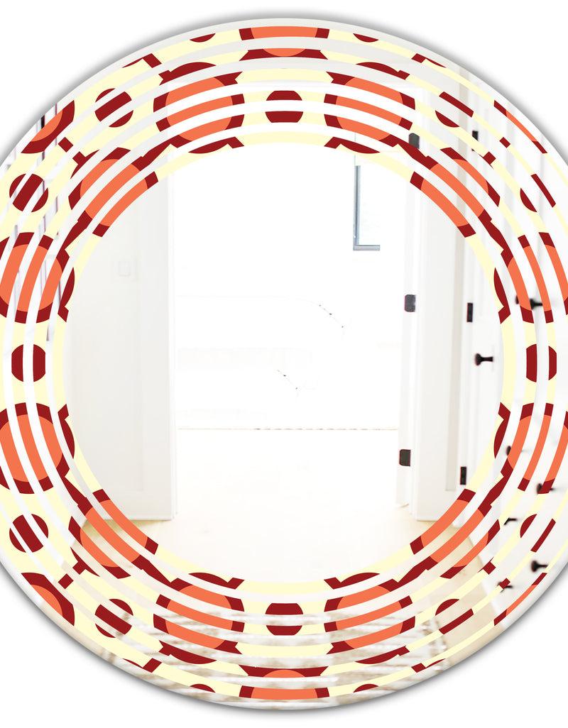 DesignQ Abstract Retro Geometrical Design IX - Modern Round Or Oval Wall Mirror - Wave
