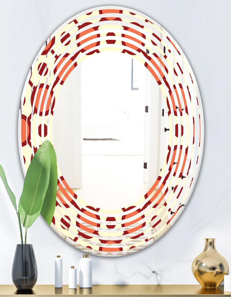 DesignQ Abstract Retro Geometrical Design IX - Modern Round Or Oval Wall Mirror - Wave