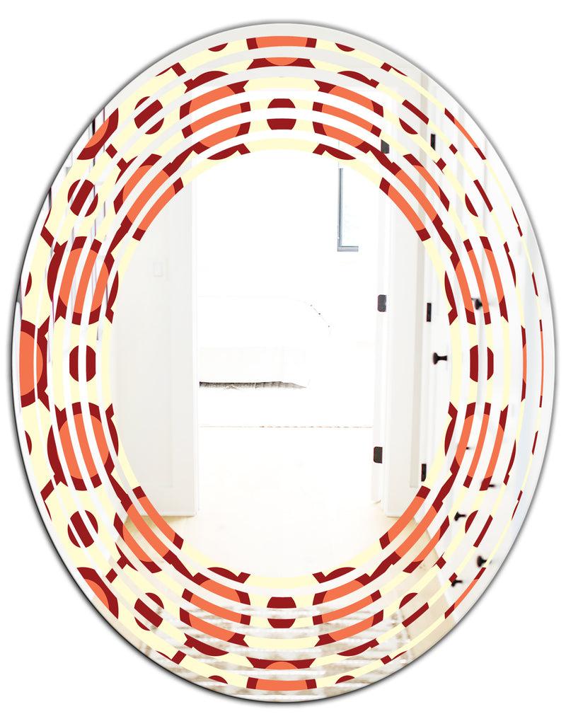 DesignQ Abstract Retro Geometrical Design IX - Modern Round Or Oval Wall Mirror - Wave