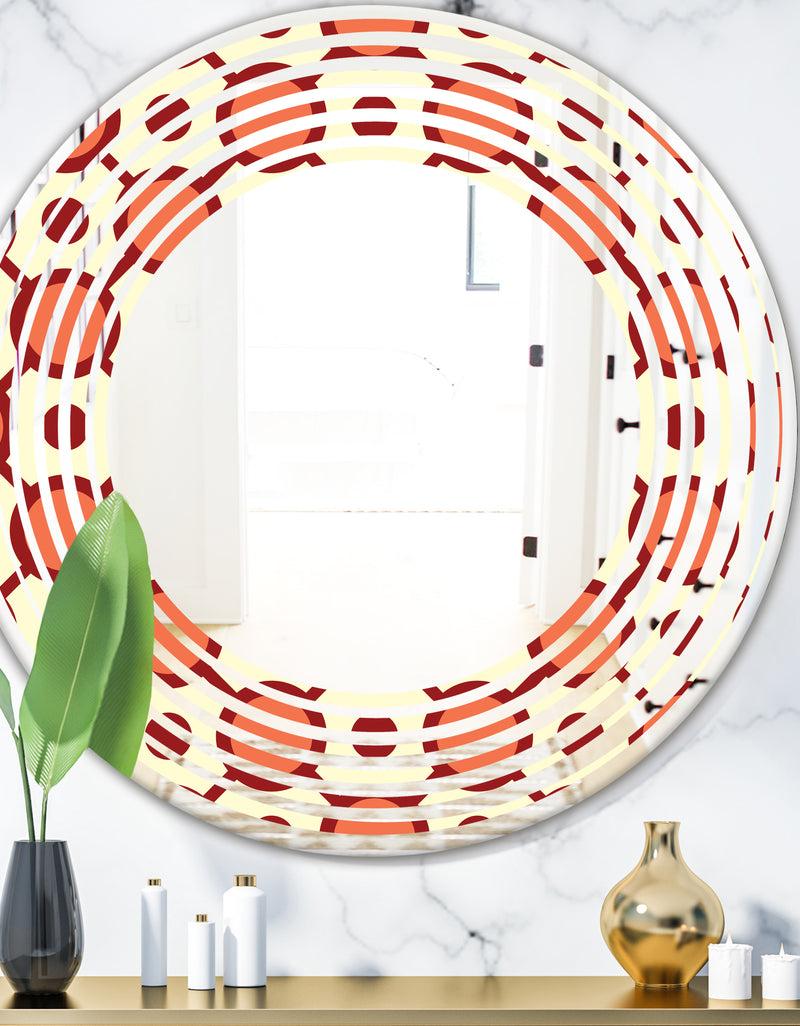 DesignQ Abstract Retro Geometrical Design IX - Modern Round or Oval Wall Mirror - Wave