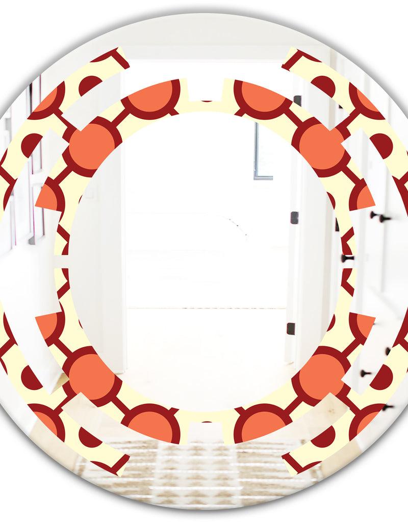 DesignQ Abstract Retro Geometrical Design IX - Modern Round Or Oval Wall Mirror - Space