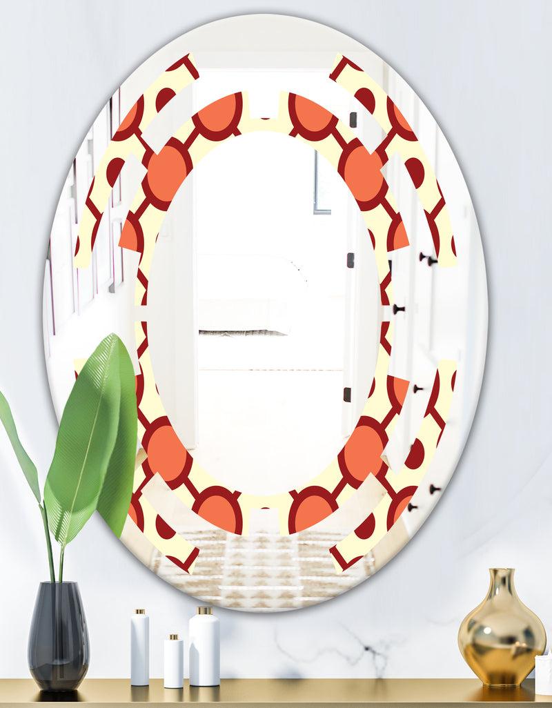 DesignQ Abstract Retro Geometrical Design IX - Modern Round Or Oval Wall Mirror - Space