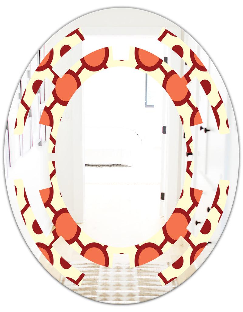 DesignQ Abstract Retro Geometrical Design IX - Modern Round Or Oval Wall Mirror - Space