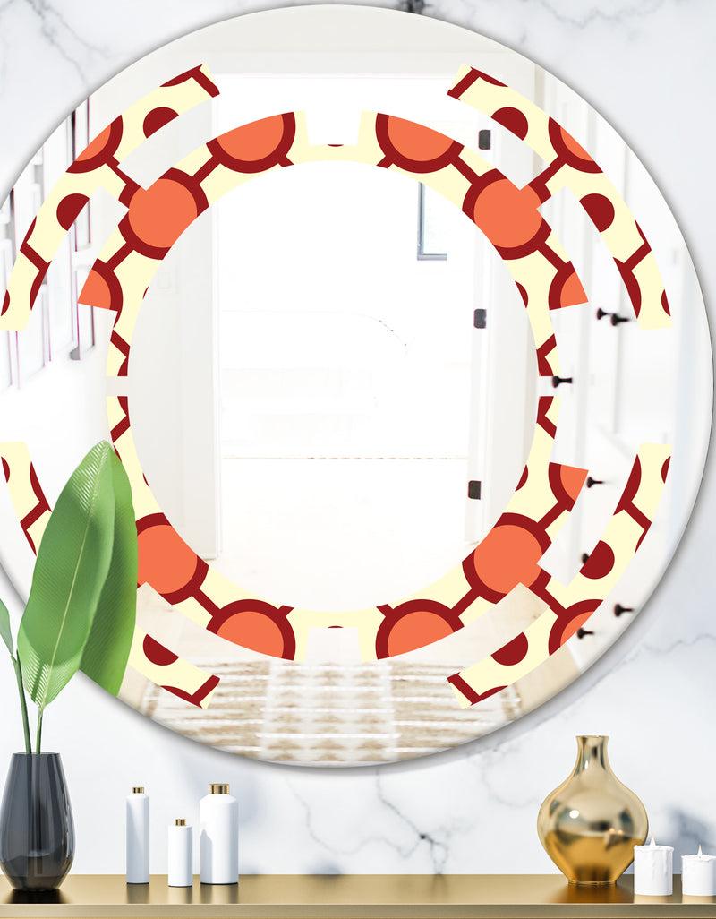 DesignQ Abstract Retro Geometrical Design IX - Modern Round or Oval Wall Mirror - Space