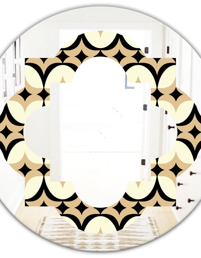 DesignQ Abstract Retro Geometrical Design VII - Modern Round Or Oval Wall Mirror - Quatrefoil