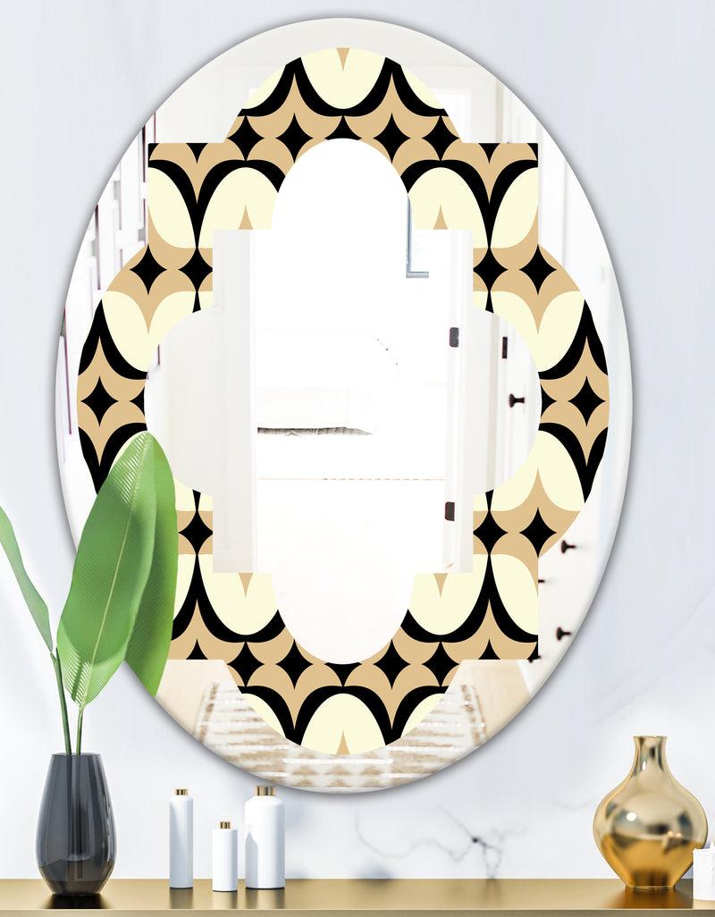 DesignQ Abstract Retro Geometrical Design VII - Modern Round Or Oval Wall Mirror - Quatrefoil