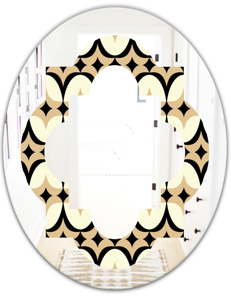 DesignQ Abstract Retro Geometrical Design VII - Modern Round Or Oval Wall Mirror - Quatrefoil