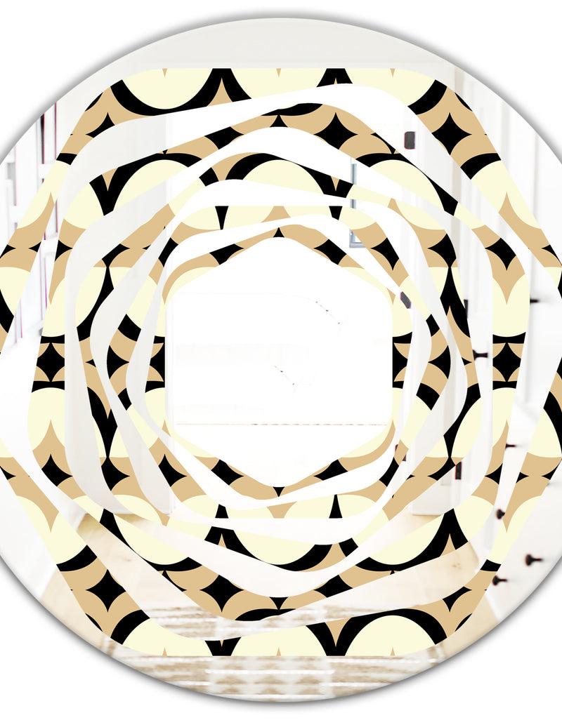 DesignQ Abstract Retro Geometrical Design VII - Modern Round Or Oval Wall Mirror - Whirl