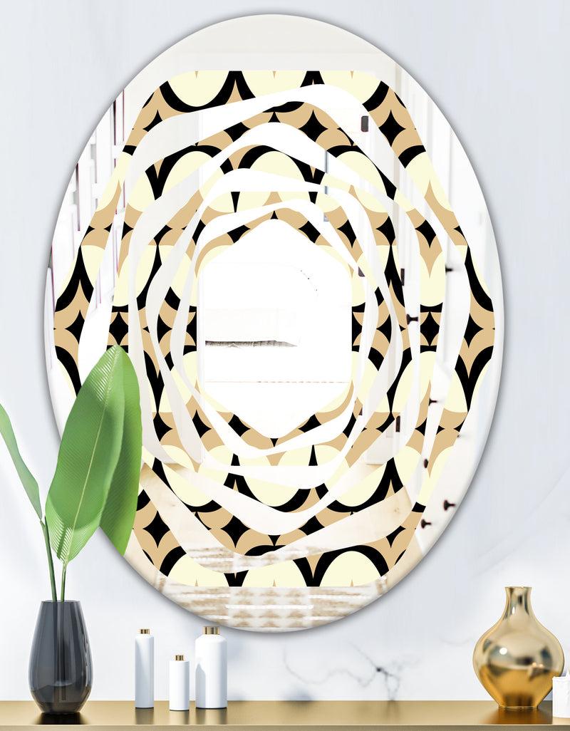 DesignQ Abstract Retro Geometrical Design VII - Modern Round Or Oval Wall Mirror - Whirl