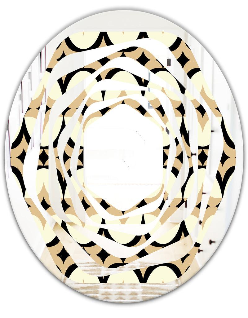 DesignQ Abstract Retro Geometrical Design VII - Modern Round Or Oval Wall Mirror - Whirl
