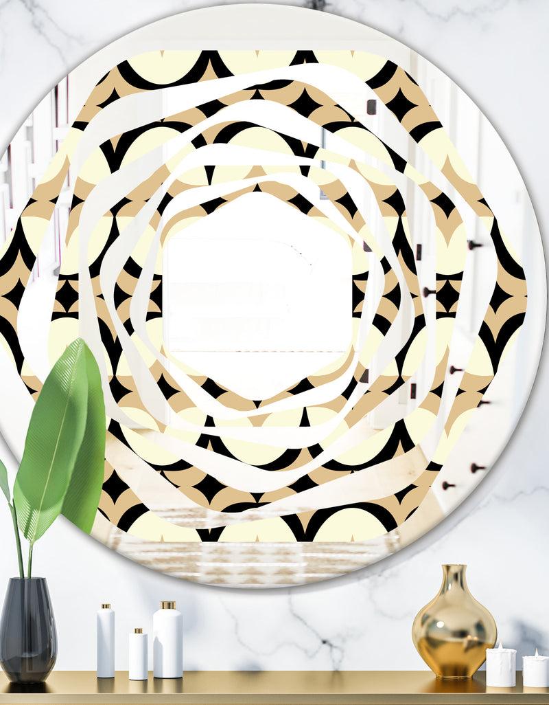 DesignQ Abstract Retro Geometrical Design VII - Modern Round or Oval Wall Mirror - Whirl