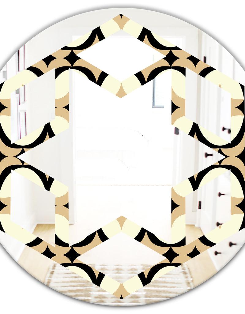 DesignQ Abstract Retro Geometrical Design VII - Modern Round Or Oval Wall Mirror - Hexagon Star