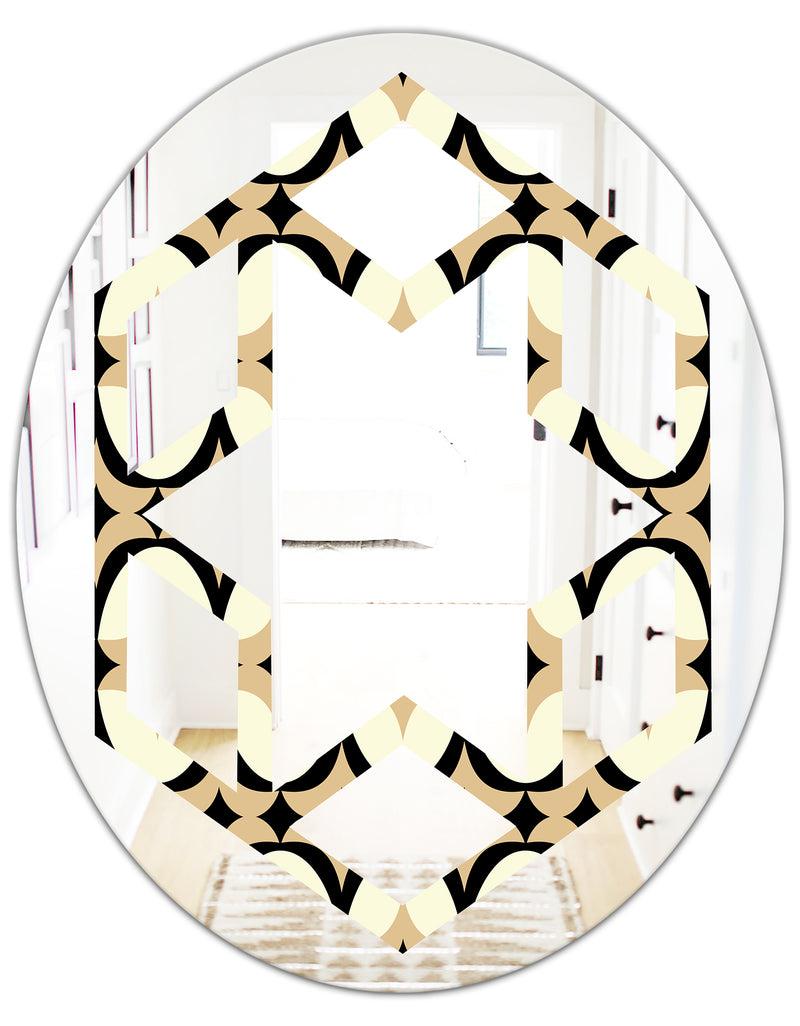 DesignQ Abstract Retro Geometrical Design VII - Modern Round Or Oval Wall Mirror - Hexagon Star
