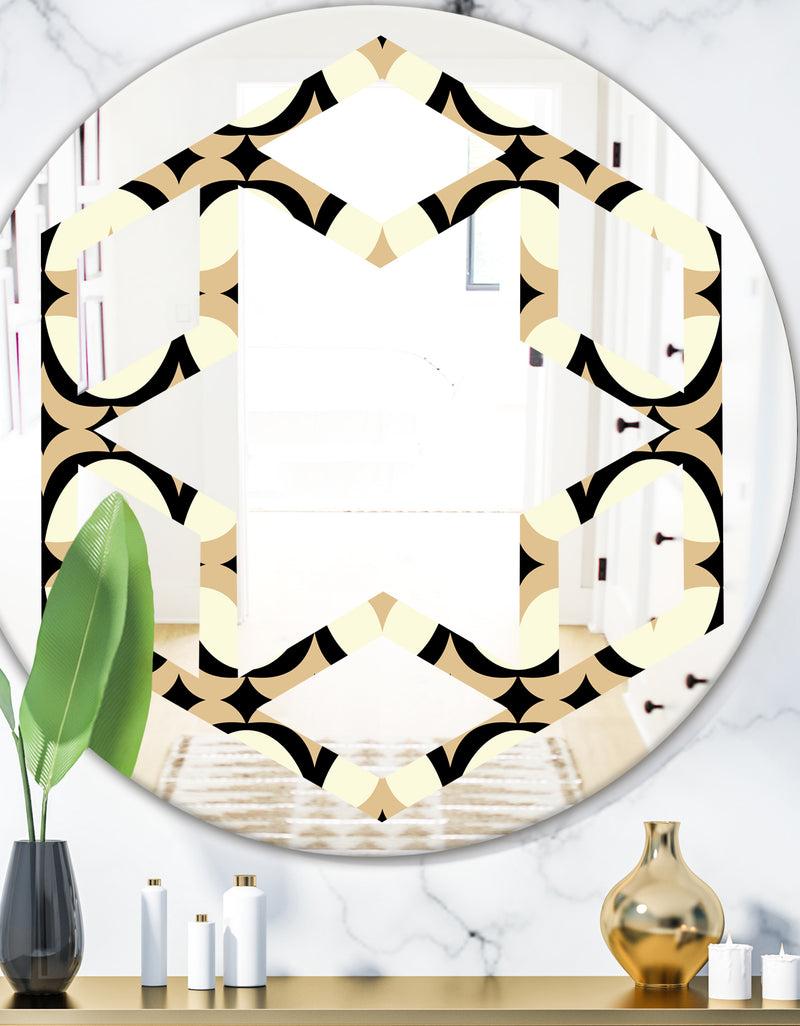 DesignQ Abstract Retro Geometrical Design VII - Modern Round or Oval Wall Mirror - Hexagon Star